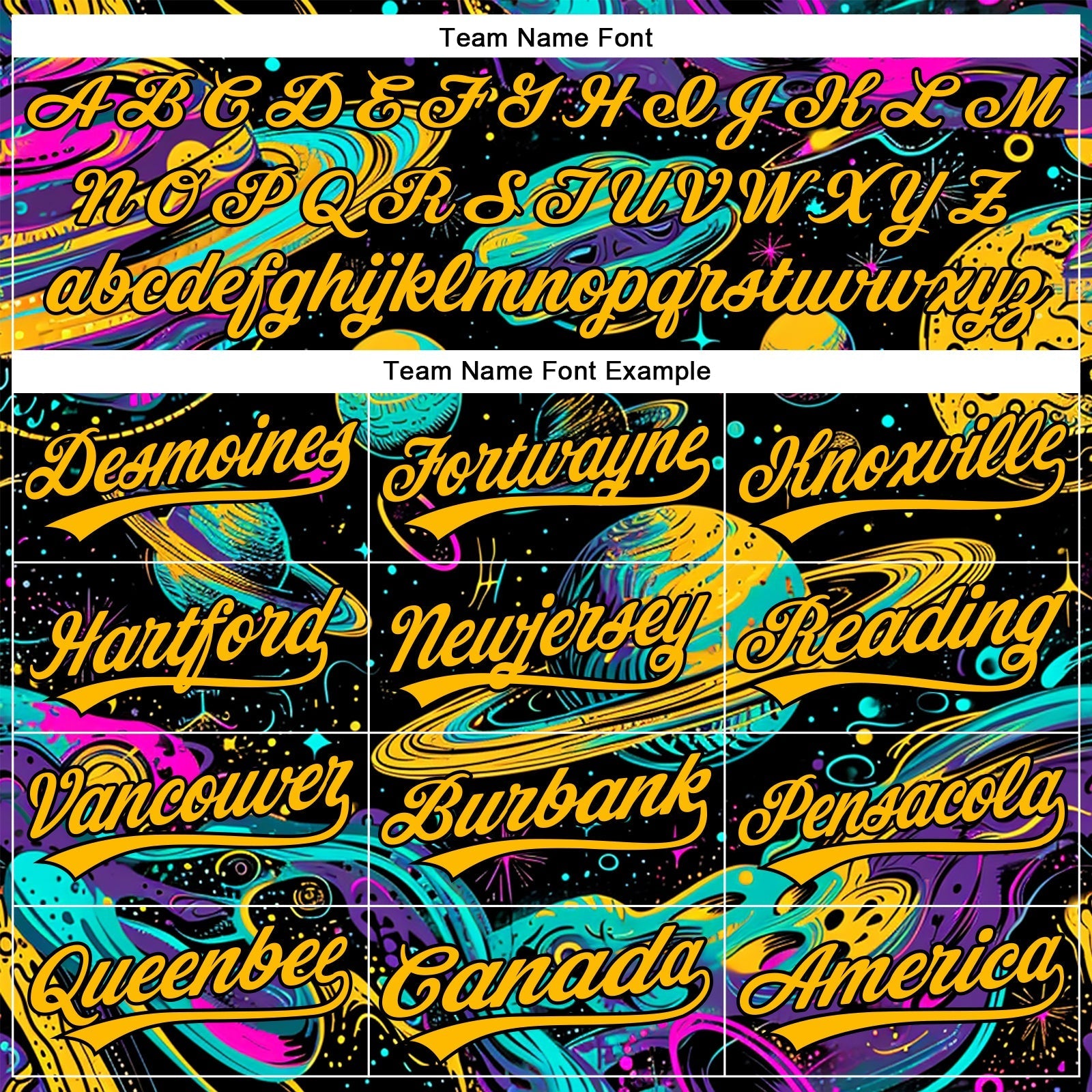 Custom Black Gold 3D Pattern Design Space With Planets And Stars Authentic Baseball Jersey baseball jersey product view 4