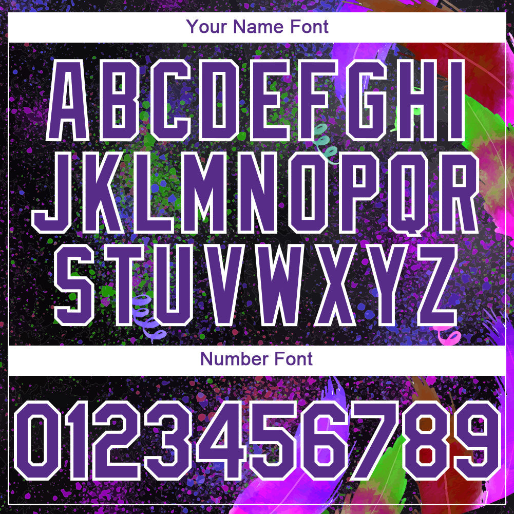 Custom Black Purple-White 3D Pattern Design Holi Festival Color Powder Authentic Baseball Jersey baseball jersey product view 5