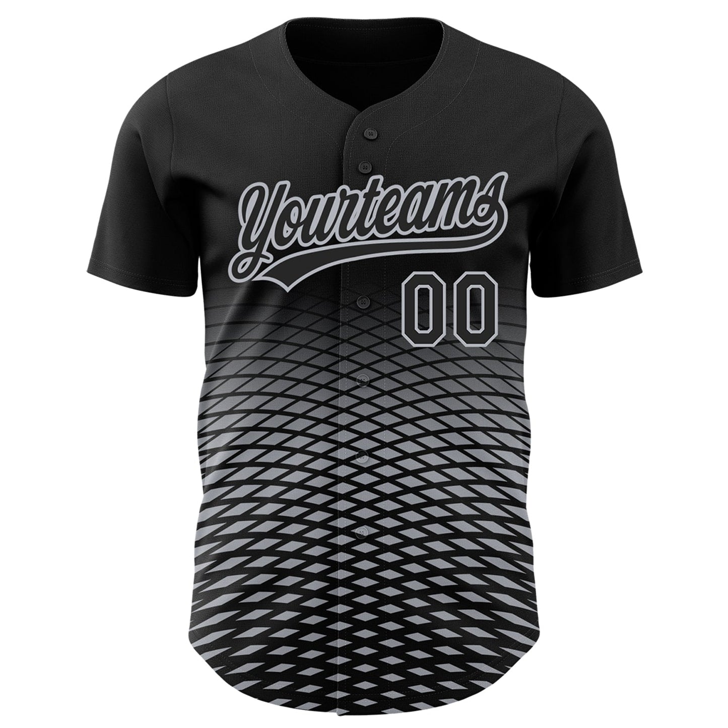 Custom Black Gray 3D Pattern Design Gradient Lines Authentic Baseball Jersey baseball jersey product view 2