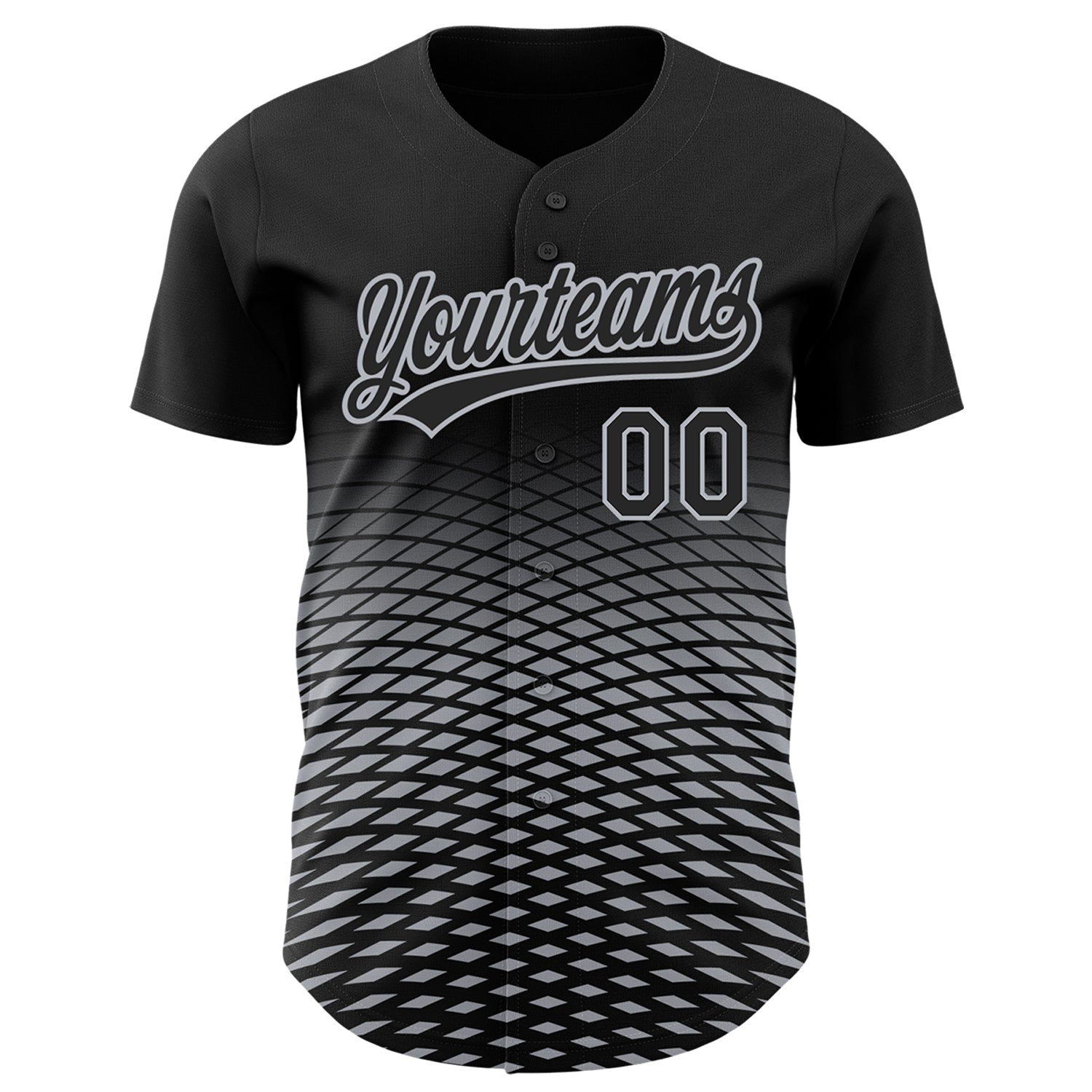 Custom Black Gray 3D Pattern Design Gradient Lines Authentic Baseball Jersey baseball jersey product view 2