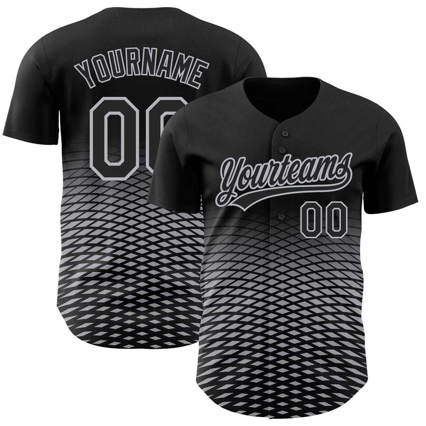 Custom Black Gray 3D Pattern Design Gradient Lines Authentic Baseball Jersey baseball jersey product view 1