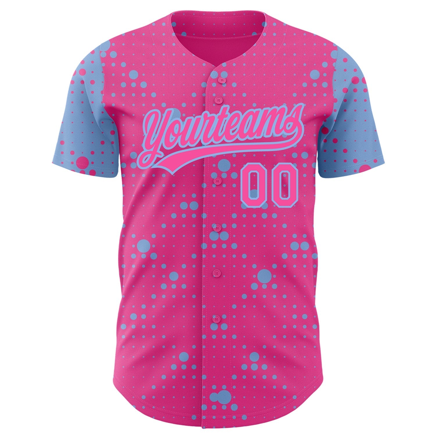 Custom Pink Light Blue 3D Pattern Design Geometric Halftone Dots Authentic Baseball Jersey baseball jersey product view 2
