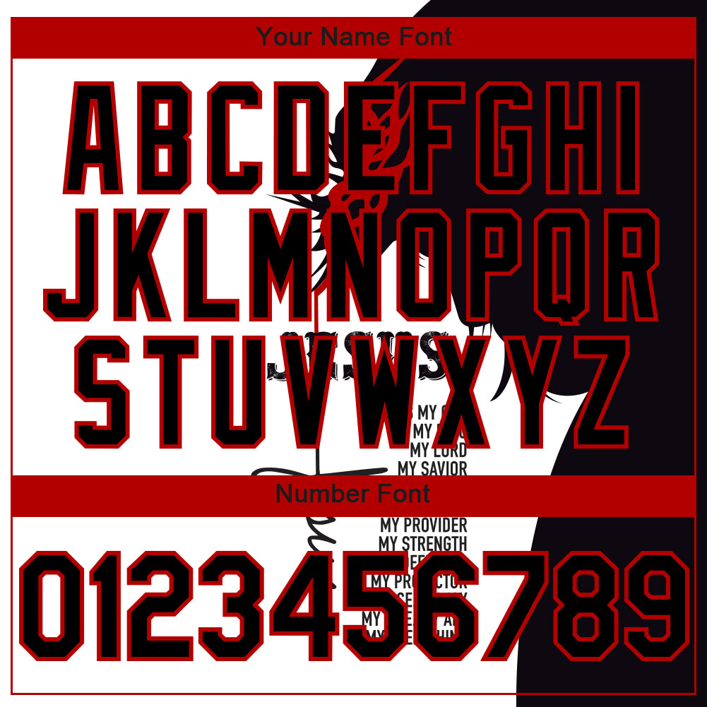 Custom White Black-Red 3D Pattern Design Religion Jesus Christ Authentic Baseball Jersey baseball jersey product view 4