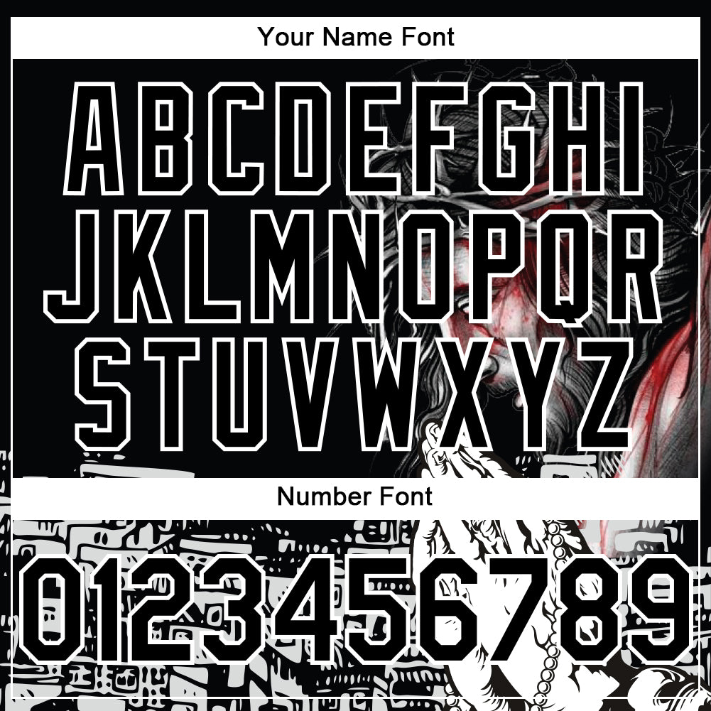 Custom Black White 3D Pattern Design Religion Jesus Christ Authentic Baseball Jersey baseball jersey product view 5