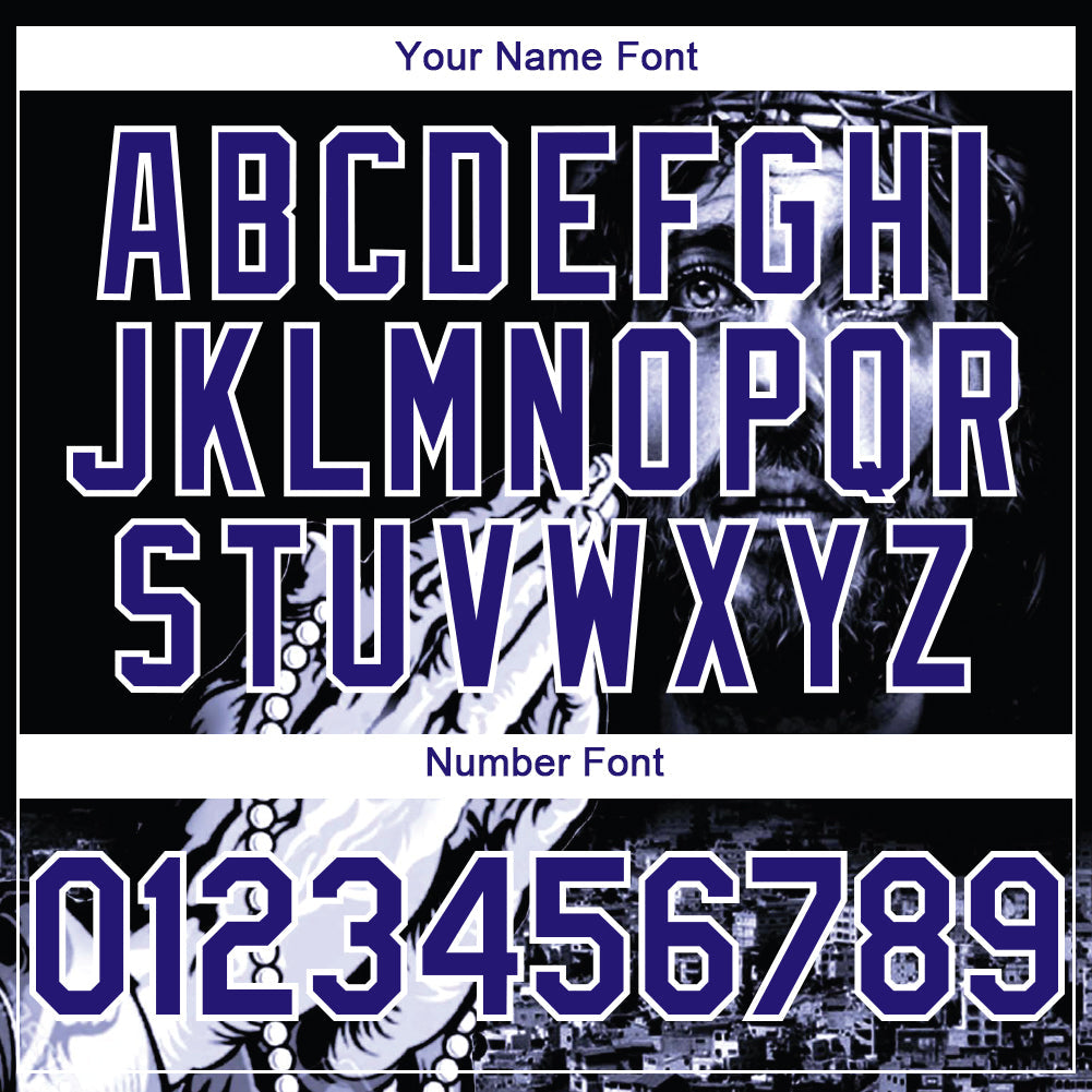 Custom Black Purple-White 3D Pattern Design Religion Jesus Christ Authentic Baseball Jersey baseball jersey product view 5