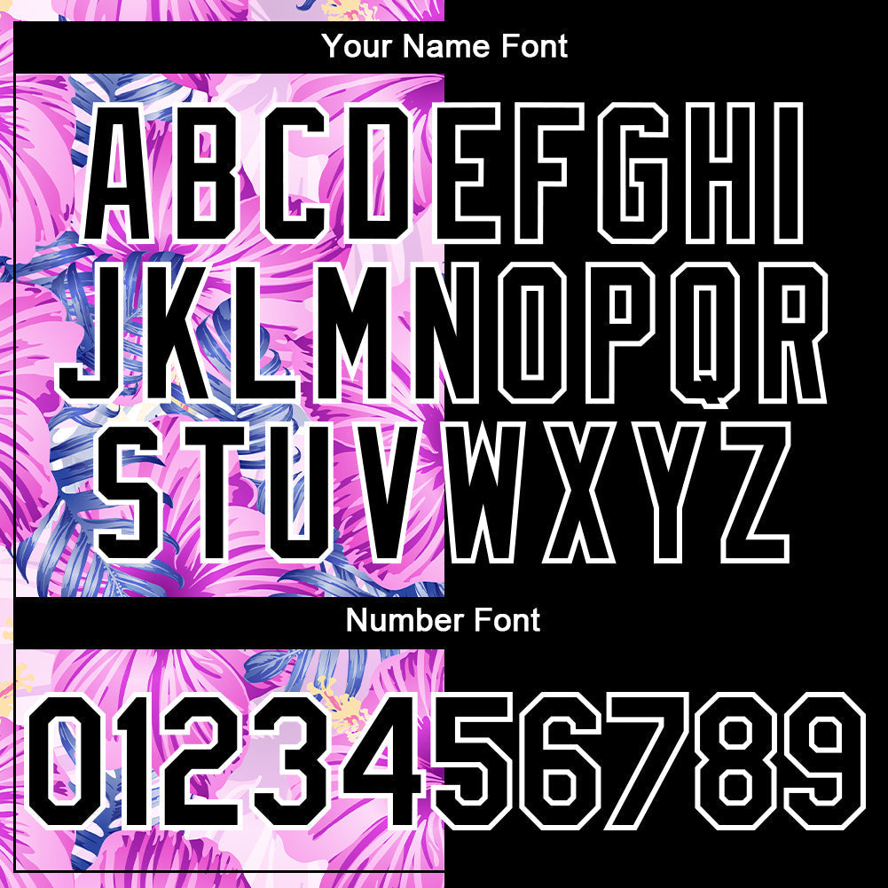 Custom Pink Black-White 3D Pattern Design Tropical Flower And Hawaii Palm Leaves Authentic Baseball Jersey baseball jersey product view 5