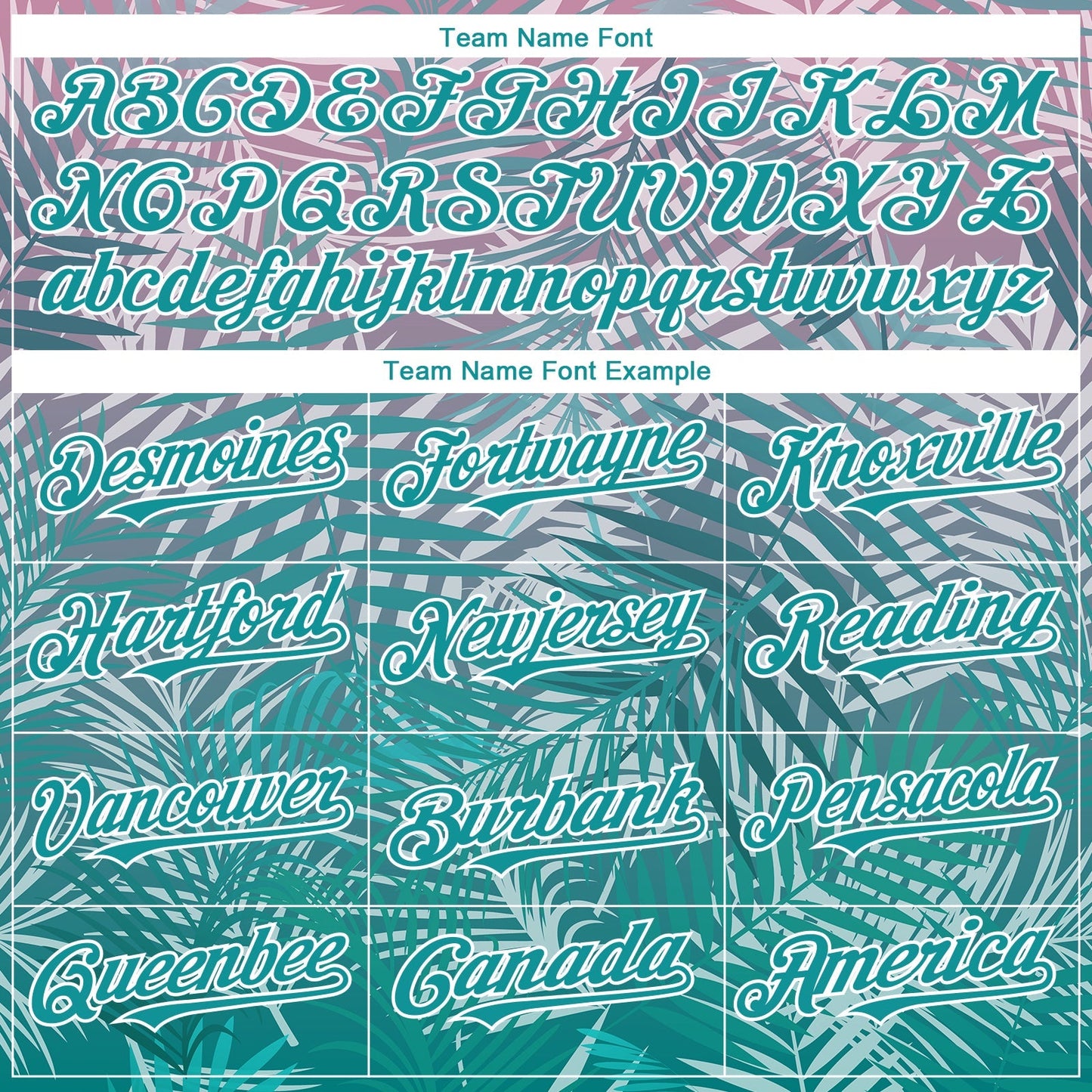 Custom Teal White 3D Pattern Design Tropical Hawaii Palm Leaves Authentic Baseball Jersey baseball jersey product view 4