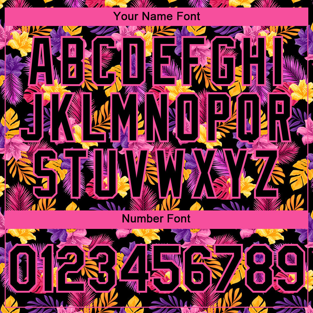 Custom Black Pink 3D Pattern Design Tropical Flower And Hawaii Palm Leaves Authentic Baseball Jersey baseball jersey product view 5
