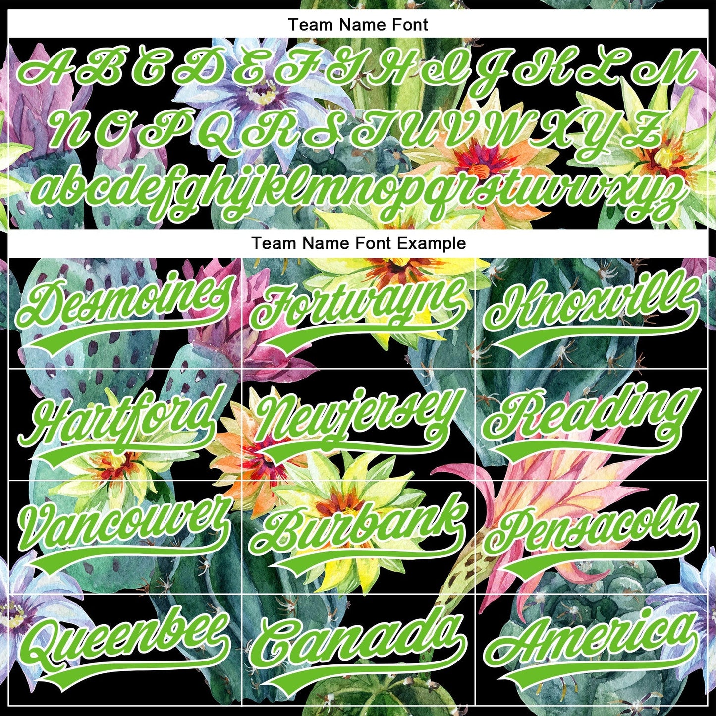 Custom Black Aurora Green-White 3D Pattern Design Cactus Festival Authentic Baseball Jersey baseball jersey product view 4