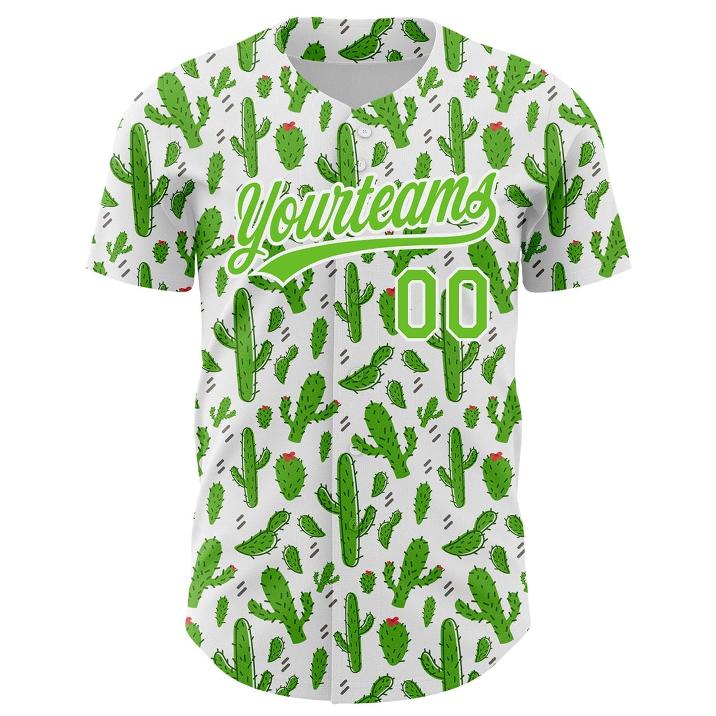 Custom White Aurora Green 3D Pattern Design Cactus Festival Authentic Baseball Jersey baseball jersey product view 2