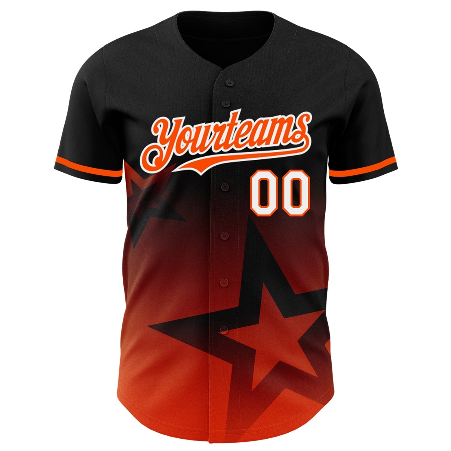 Custom Black Orange-White 3D Pattern Design Gradient Style Twinkle Star Authentic Baseball Jersey baseball jersey product view 2