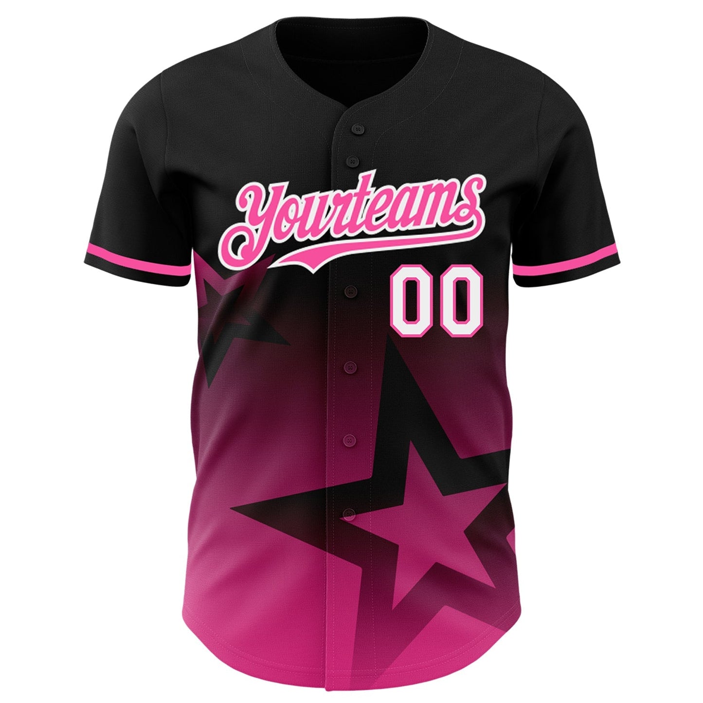 Custom Black Pink-White 3D Pattern Design Gradient Style Twinkle Star Authentic Baseball Jersey baseball jersey product view 2
