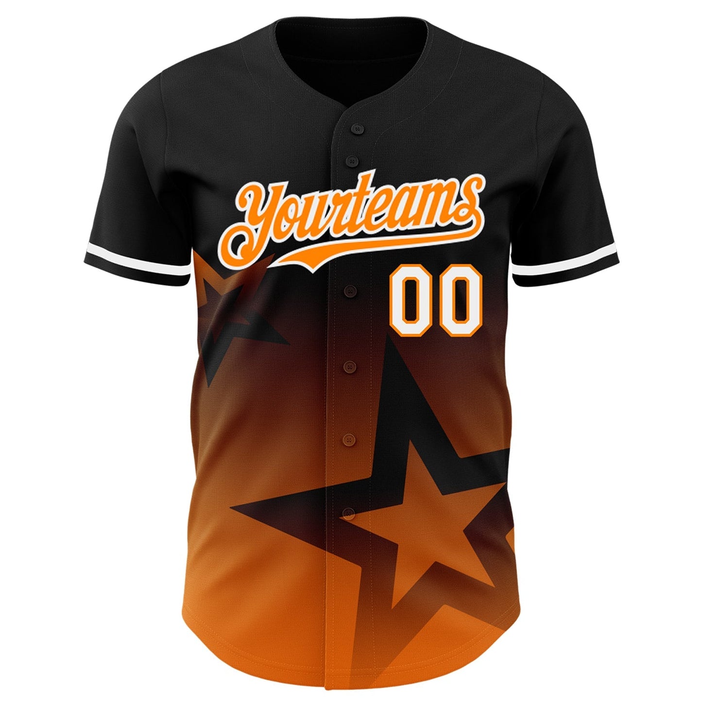 Custom Black Bay Orange-White 3D Pattern Design Gradient Style Twinkle Star Authentic Baseball Jersey baseball jersey product view 2
