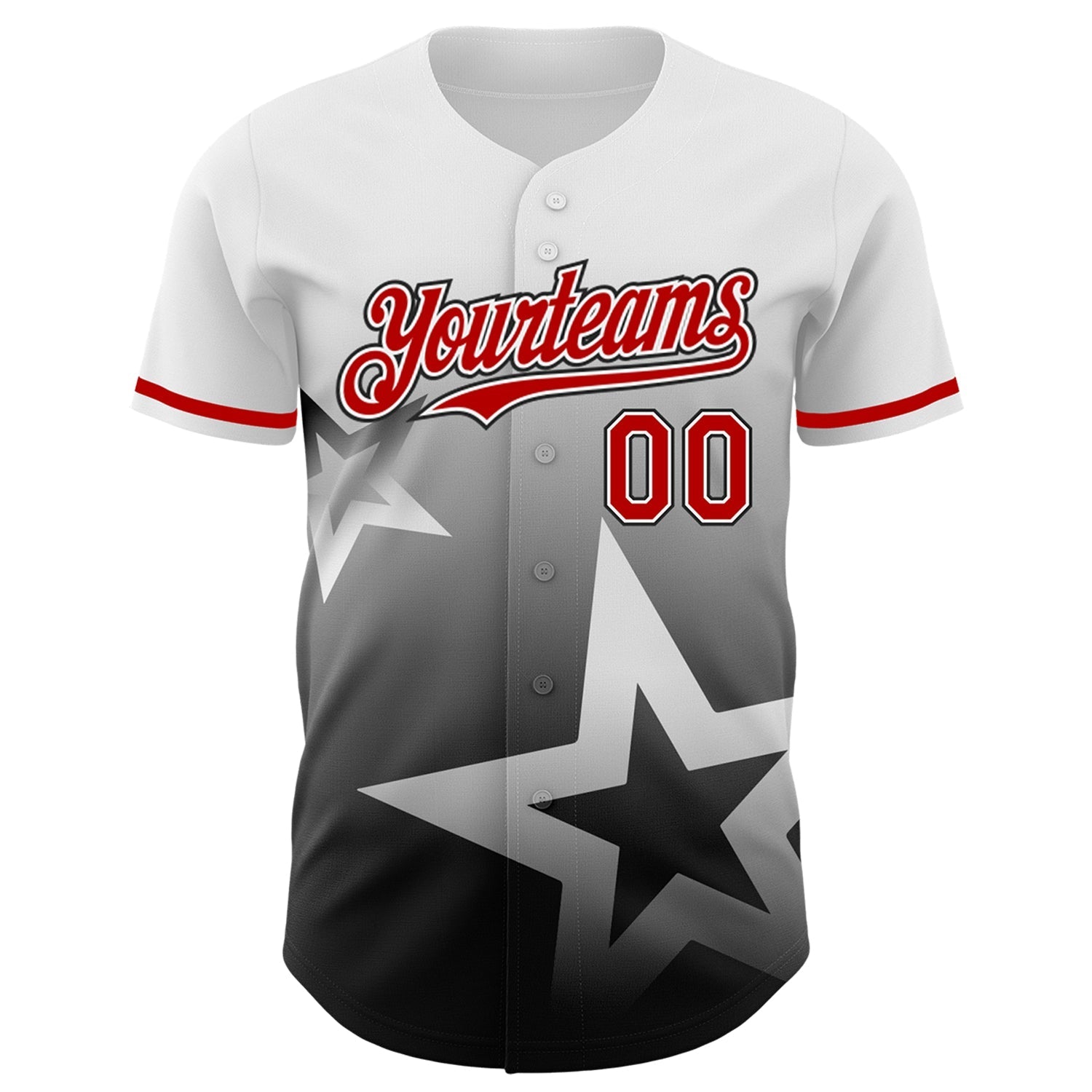 Custom White Red-Black 3D Pattern Design Gradient Style Twinkle Star Authentic Baseball Jersey baseball jersey product view 2