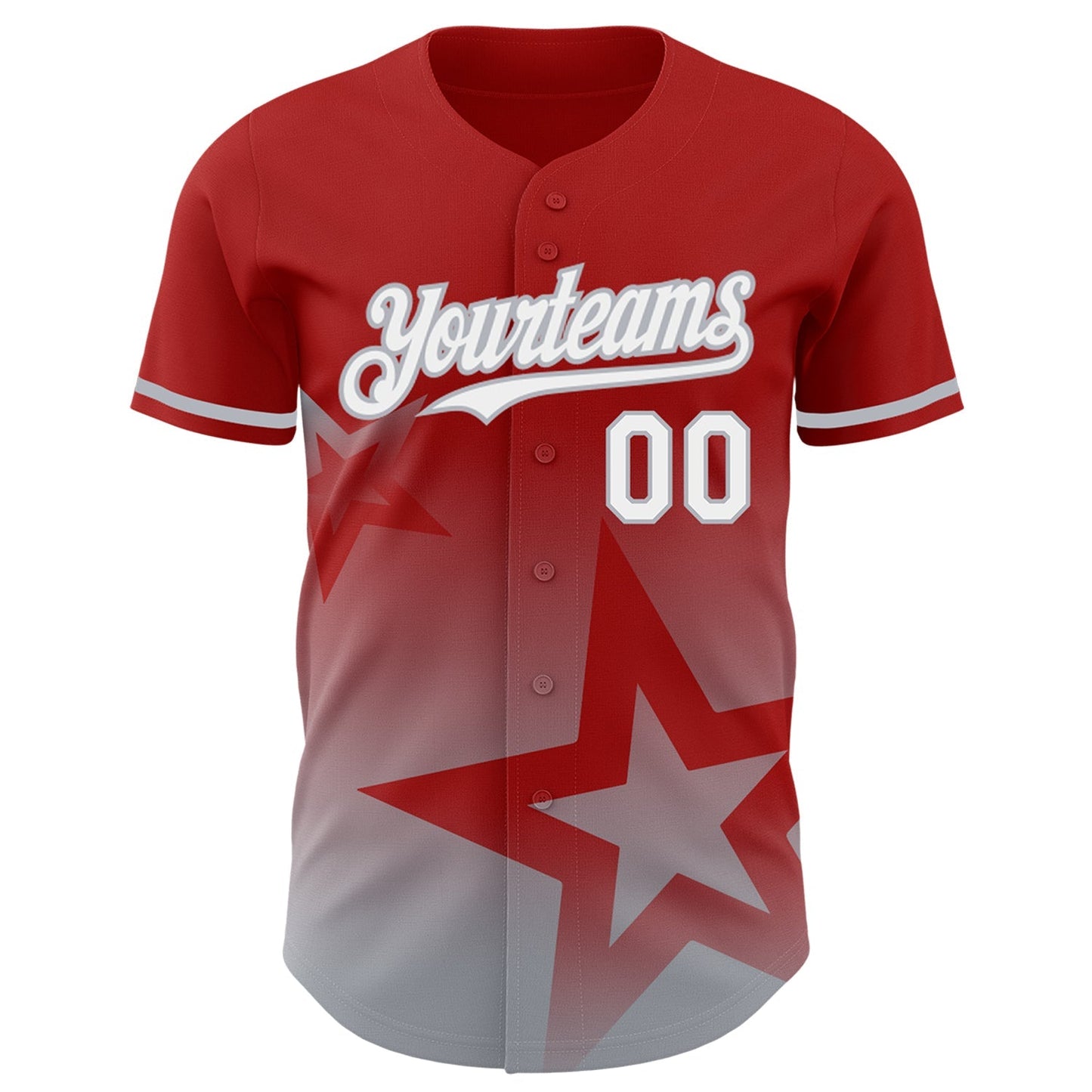 Custom Red White-Gray 3D Pattern Design Gradient Style Twinkle Star Authentic Baseball Jersey baseball jersey product view 2
