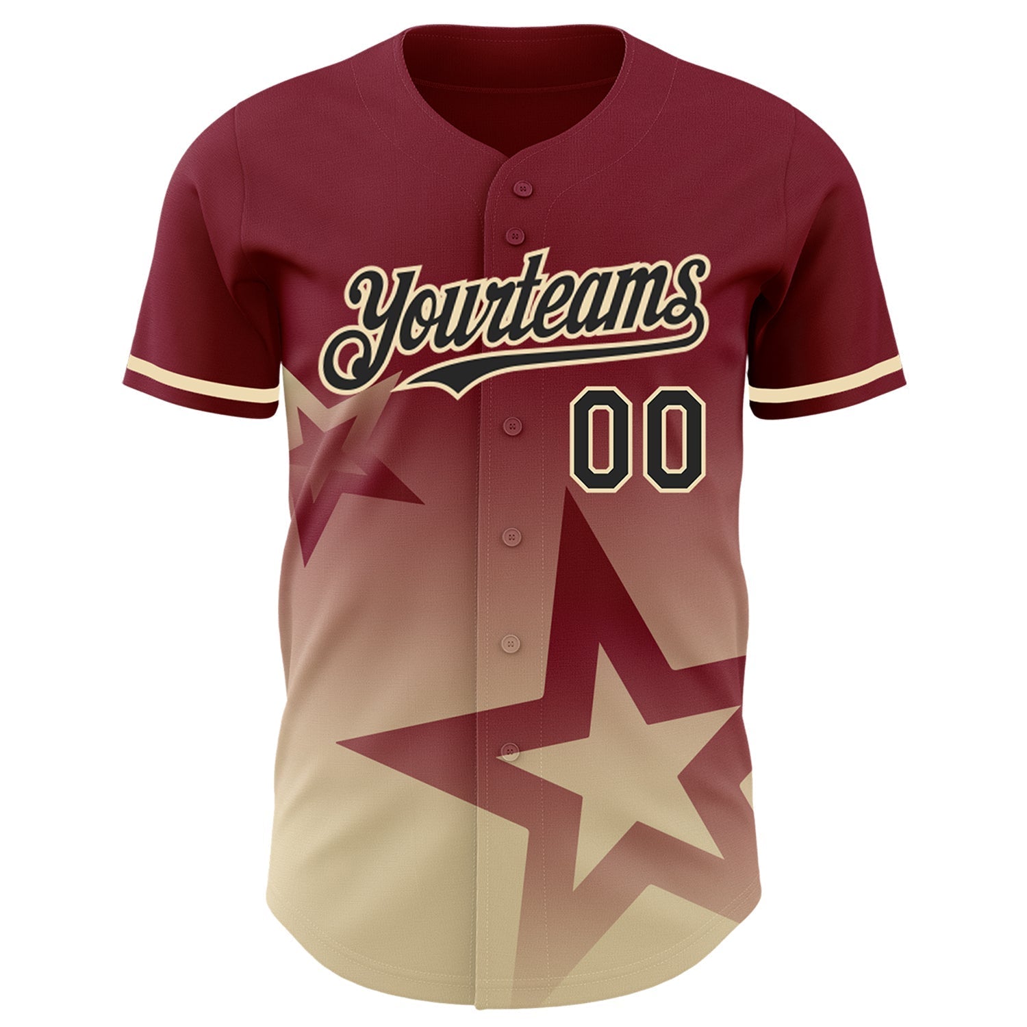 Custom Crimson Black-Cream 3D Pattern Design Gradient Style Twinkle Star Authentic Baseball Jersey baseball jersey product view 2