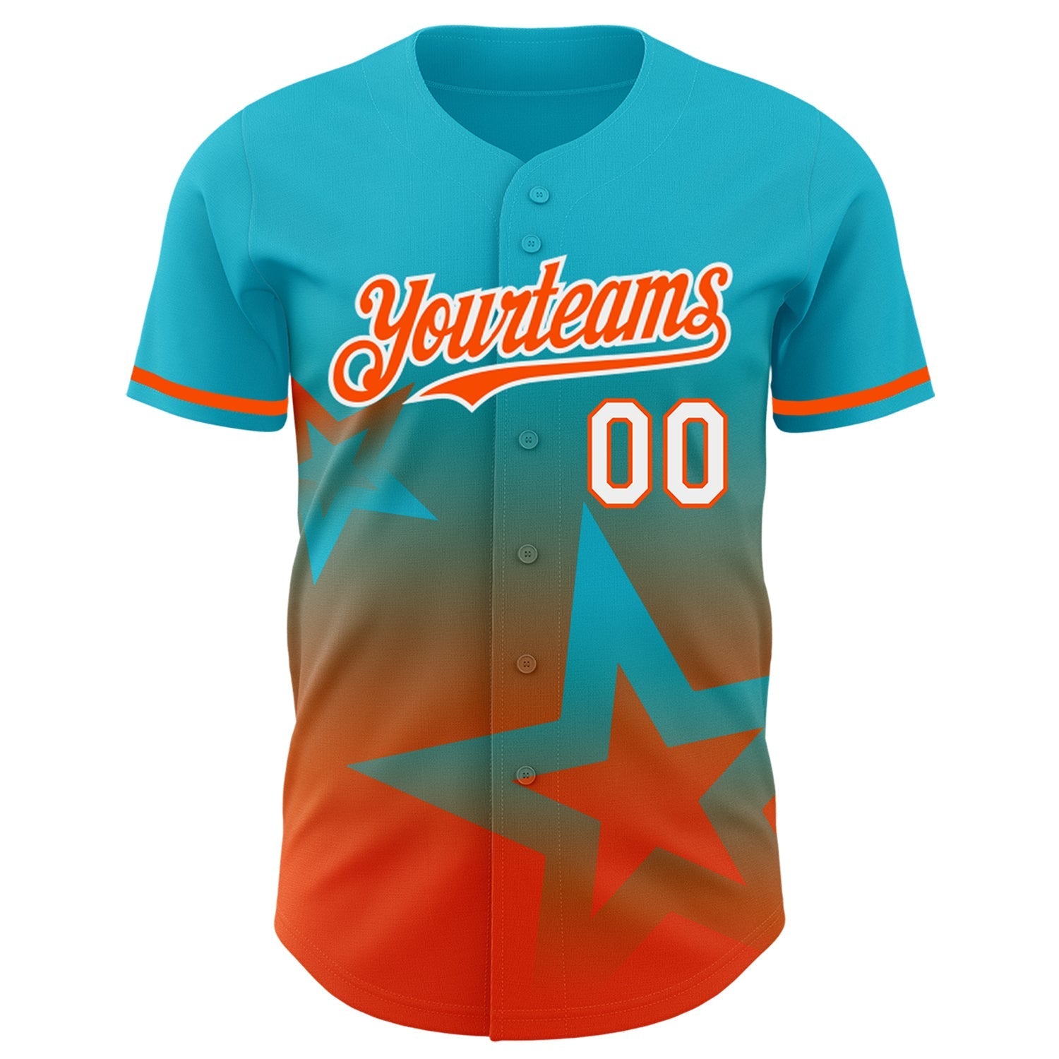 Custom Lakes Blue Orange-White 3D Pattern Design Gradient Style Twinkle Star Authentic Baseball Jersey baseball jersey product view 2