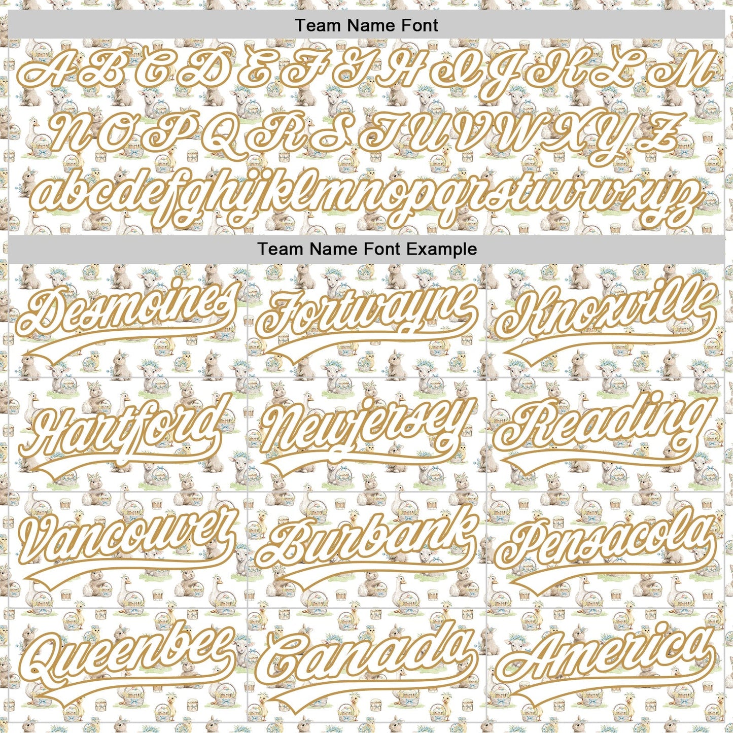 Custom White Old Gold 3D Pattern Design Animal Rabbit Sheep Chicken And Duck Authentic Baseball Jersey baseball jersey product view 4