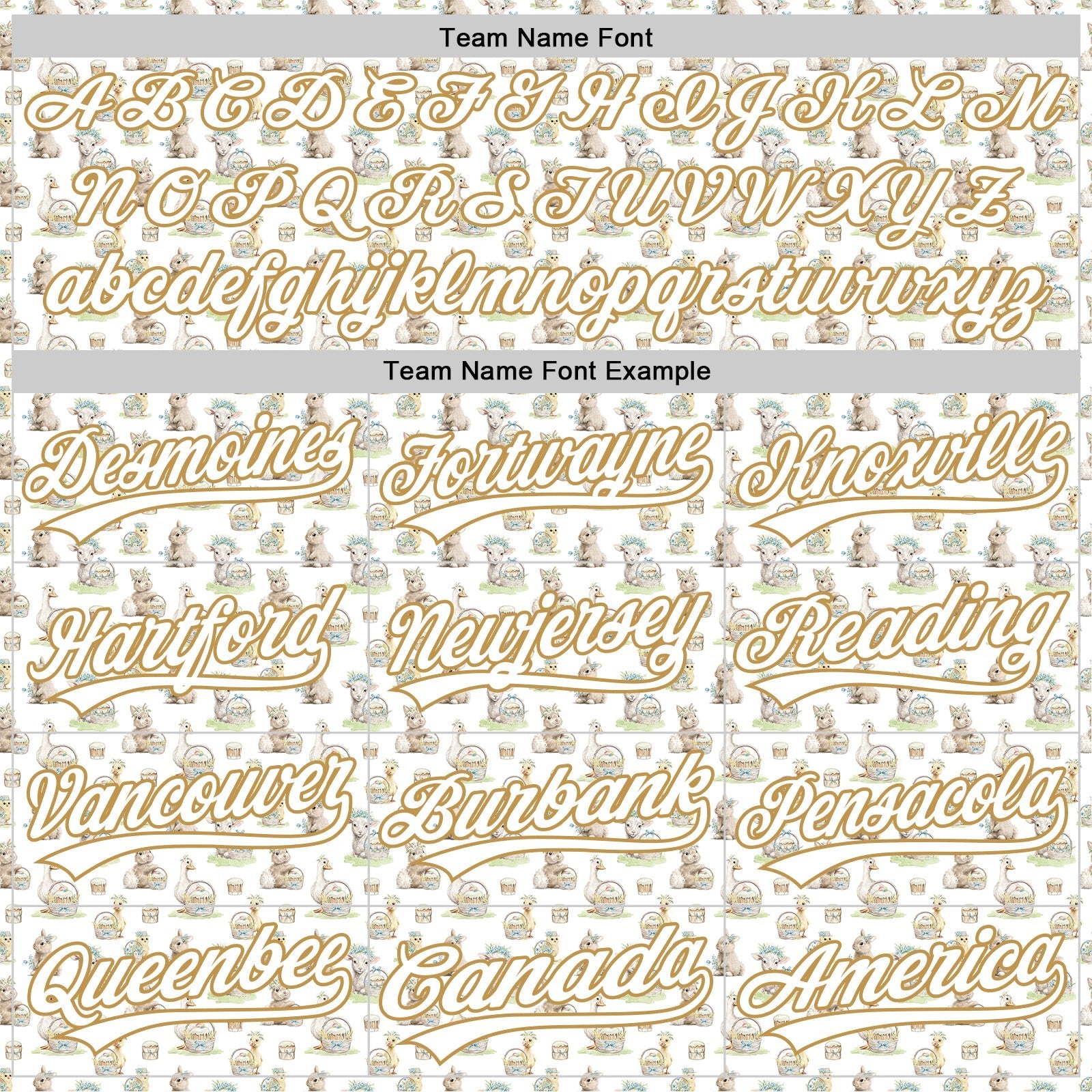 Custom White Old Gold 3D Pattern Design Animal Rabbit Sheep Chicken And Duck Authentic Baseball Jersey baseball jersey product view 4