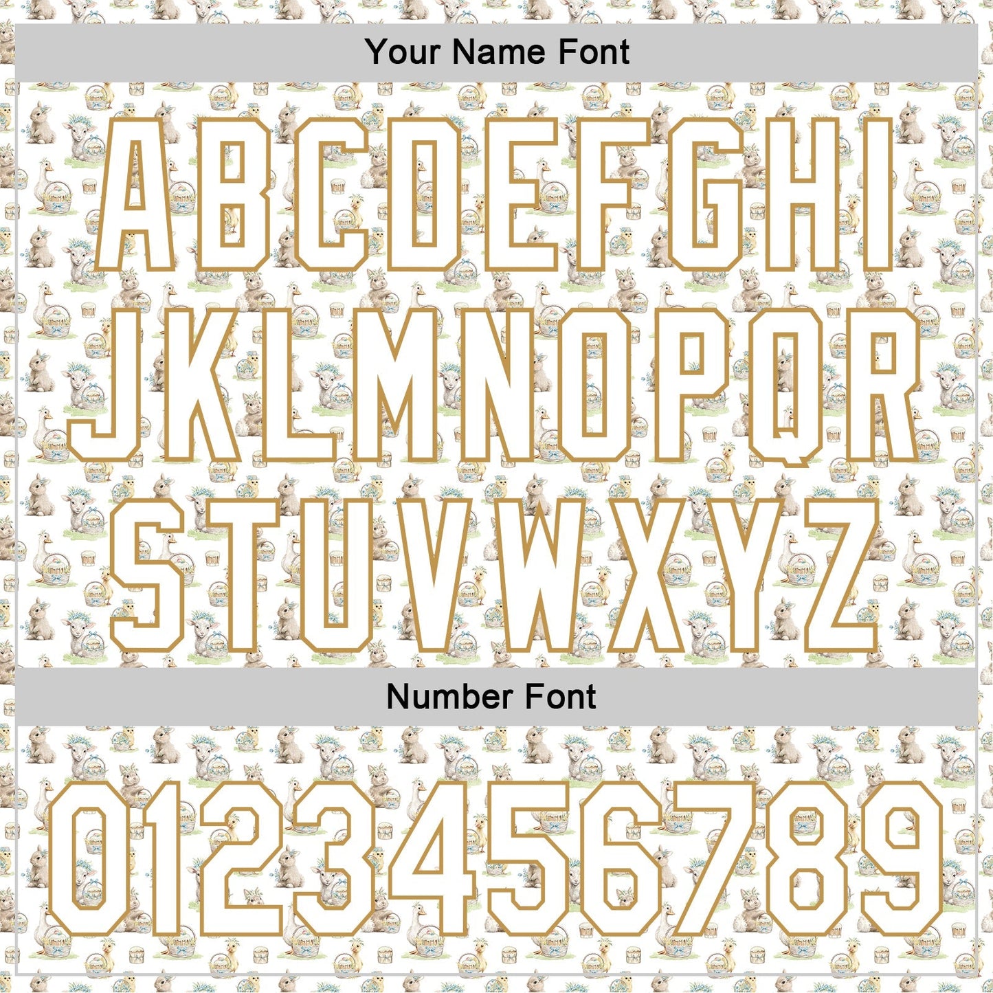 Custom White Old Gold 3D Pattern Design Animal Rabbit Sheep Chicken And Duck Authentic Baseball Jersey baseball jersey product view 5