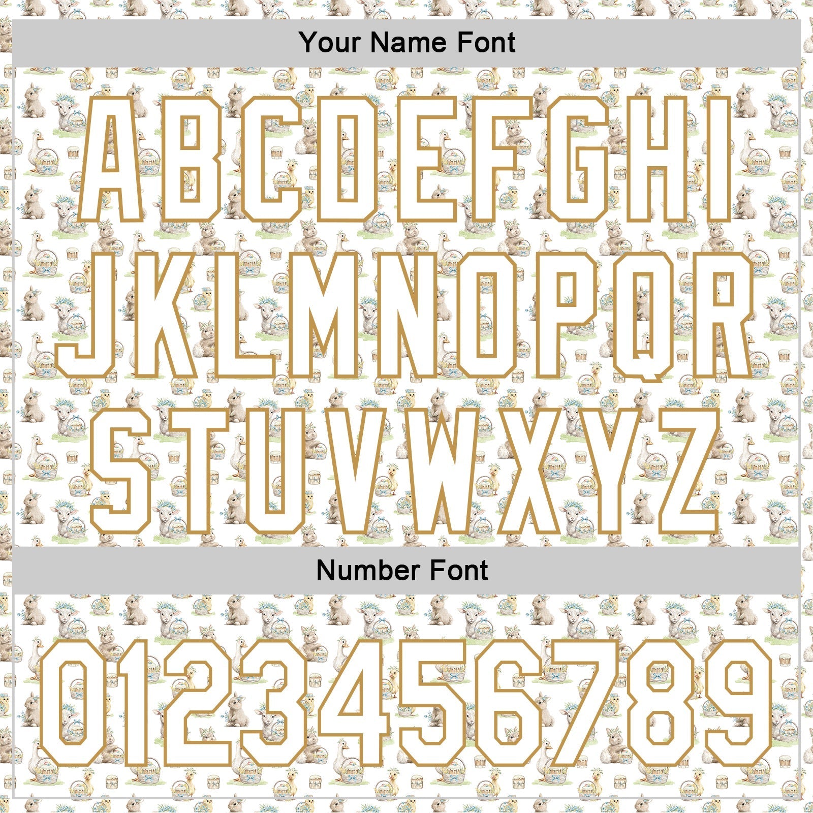 Custom White Old Gold 3D Pattern Design Animal Rabbit Sheep Chicken And Duck Authentic Baseball Jersey baseball jersey product view 5