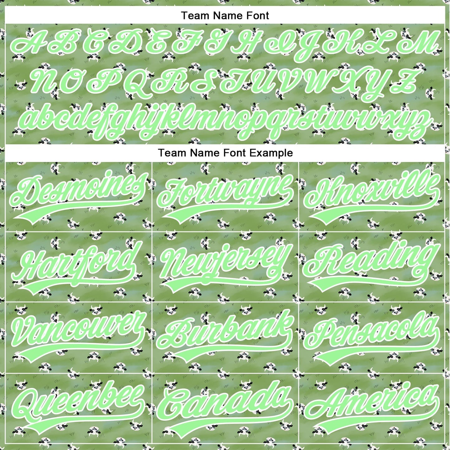 Custom Green Pea Green-White 3D Pattern Design Animal Cow Authentic Baseball Jersey baseball jersey product view 4
