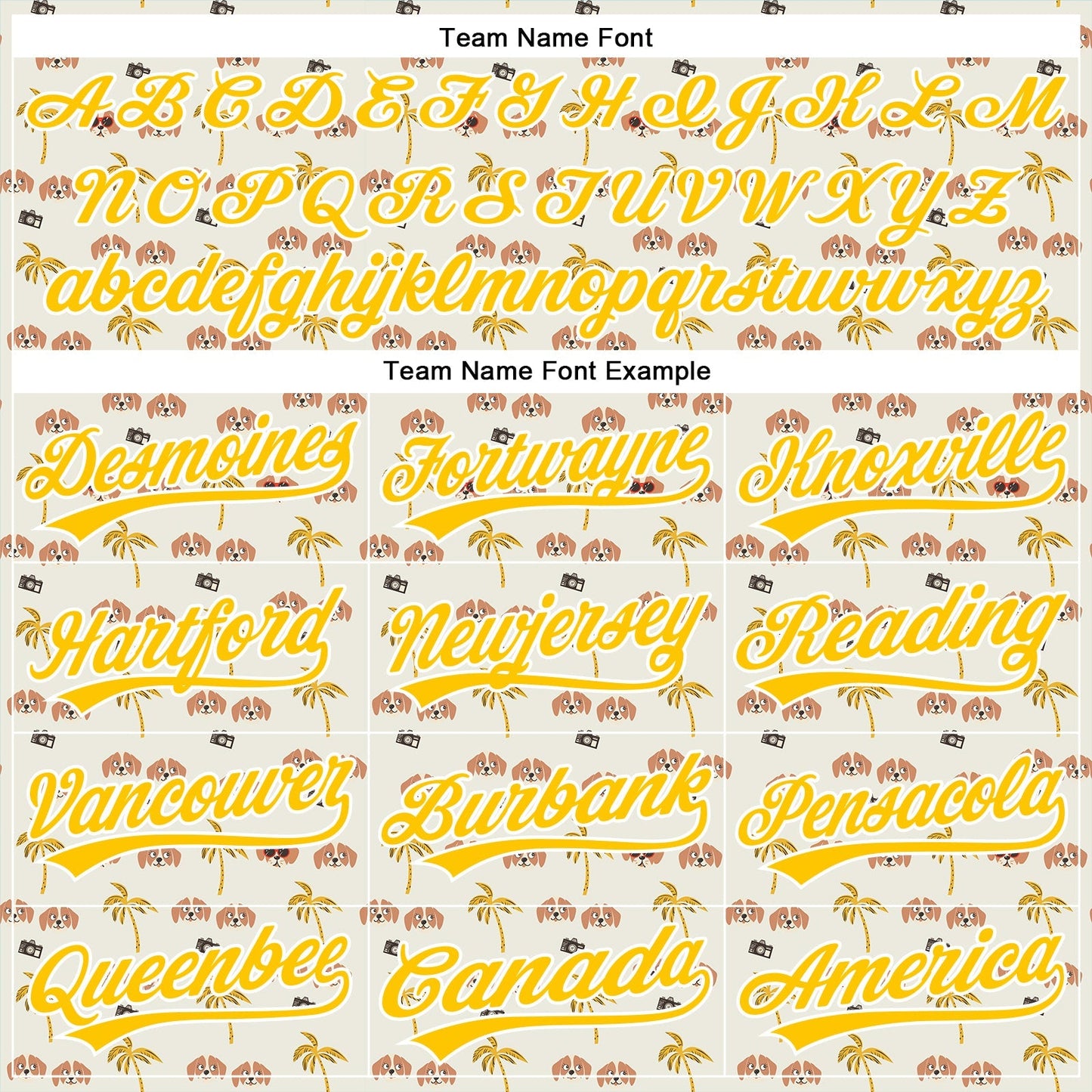 Custom White Yellow 3D Pattern Design Animal Dog And Hawaii Palm Trees Authentic Baseball Jersey baseball jersey product view 4