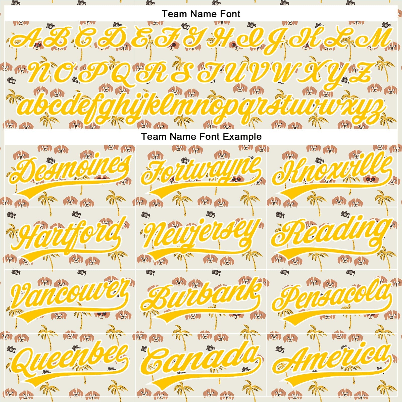 Custom White Yellow 3D Pattern Design Animal Dog And Hawaii Palm Trees Authentic Baseball Jersey baseball jersey product view 4