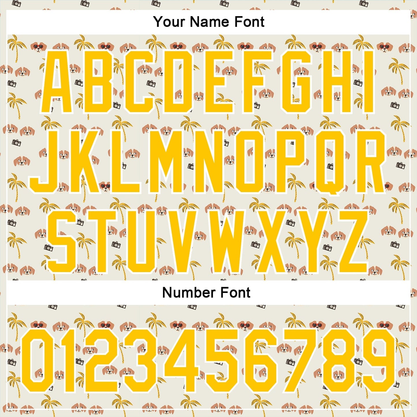 Custom White Yellow 3D Pattern Design Animal Dog And Hawaii Palm Trees Authentic Baseball Jersey baseball jersey product view 5