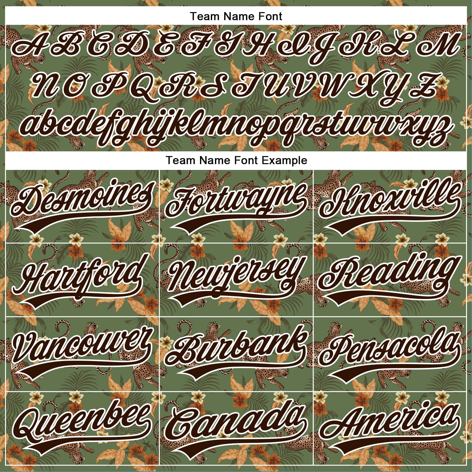 Custom Green Brown-White 3D Pattern Design Animal Leopard And Hawaii Palm Leaves Authentic Baseball Jersey baseball jersey product view 4