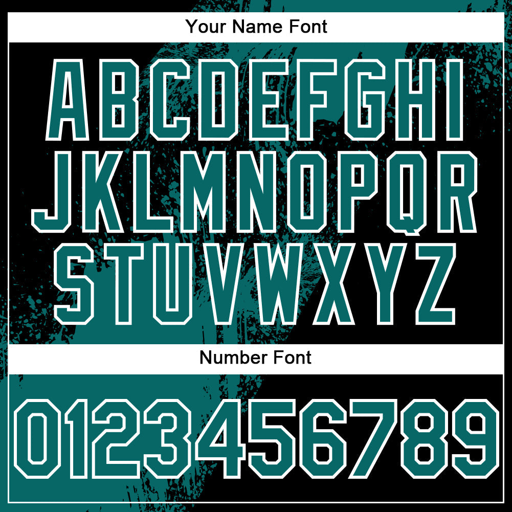Custom Teal Black-White 3D Pattern Design Abstract Brush Stroke Authentic Baseball Jersey baseball jersey product view 5