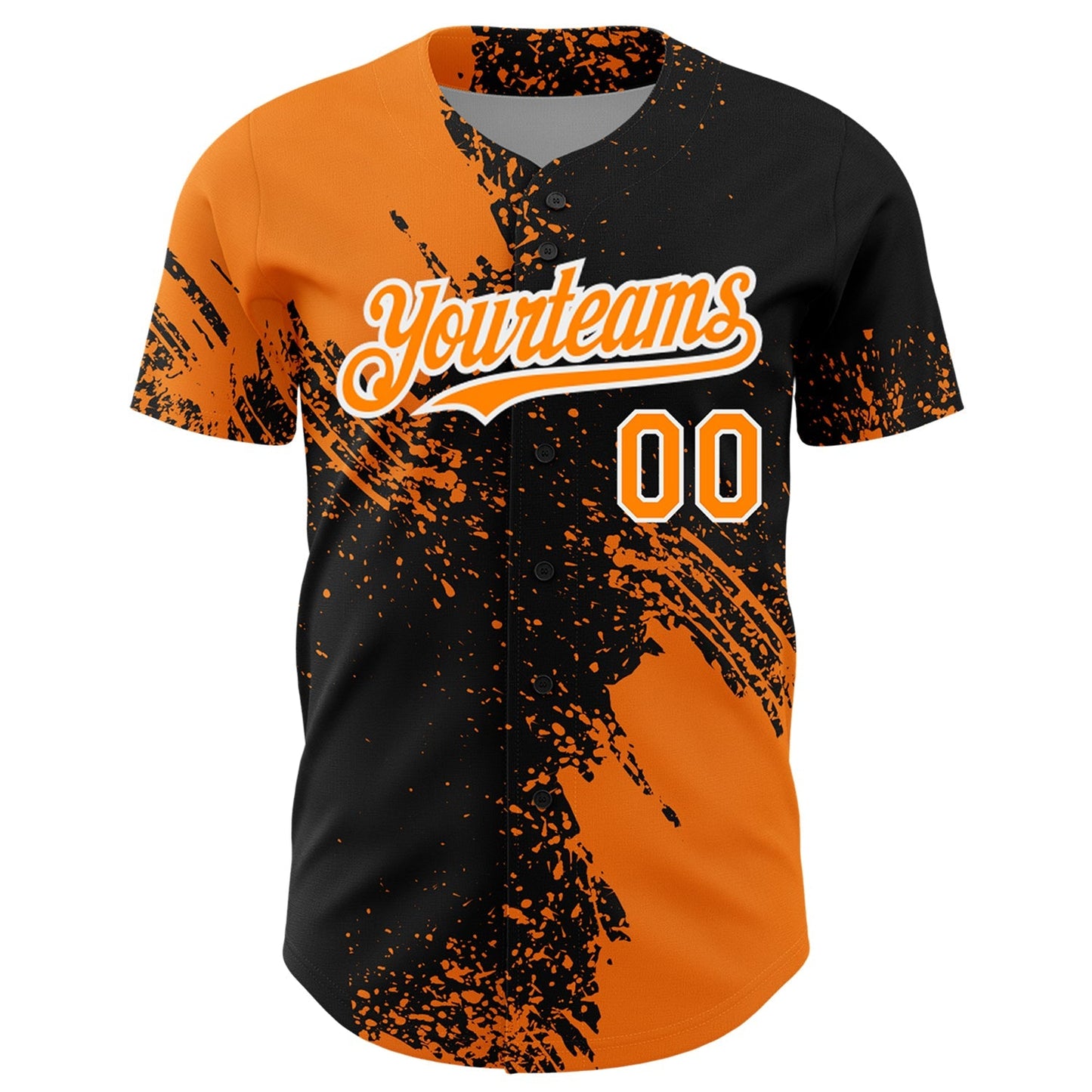 Custom Bay Orange Black-White 3D Pattern Design Abstract Brush Stroke Authentic Baseball Jersey baseball jersey product view 2