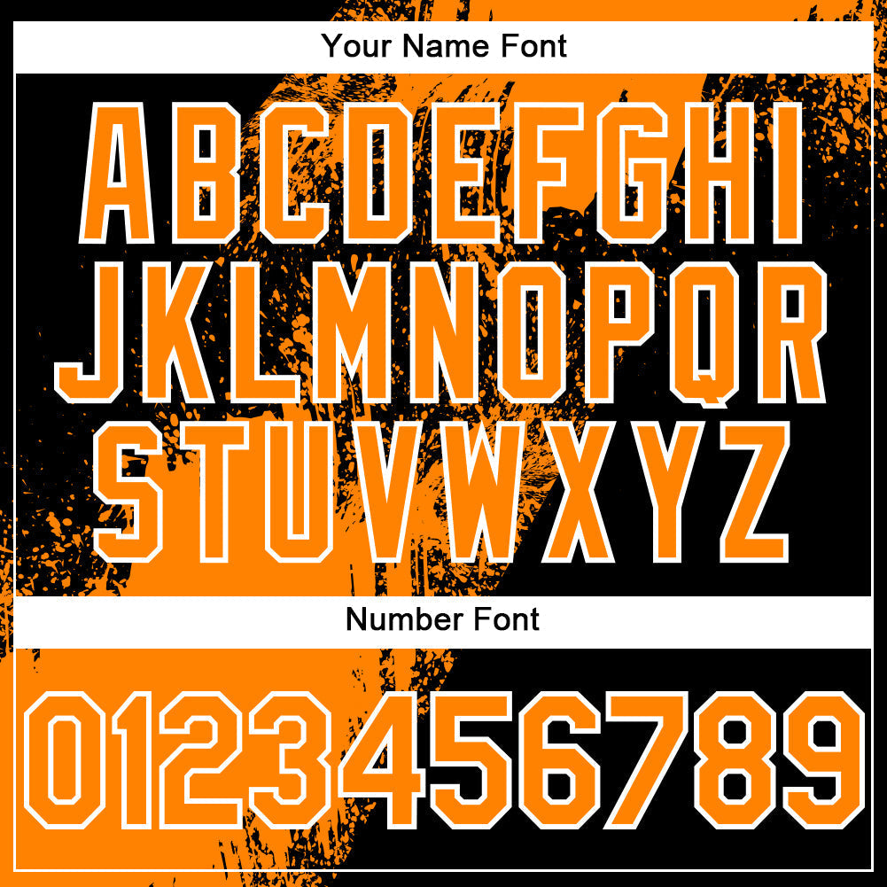 Custom Bay Orange Black-White 3D Pattern Design Abstract Brush Stroke Authentic Baseball Jersey baseball jersey product view 5