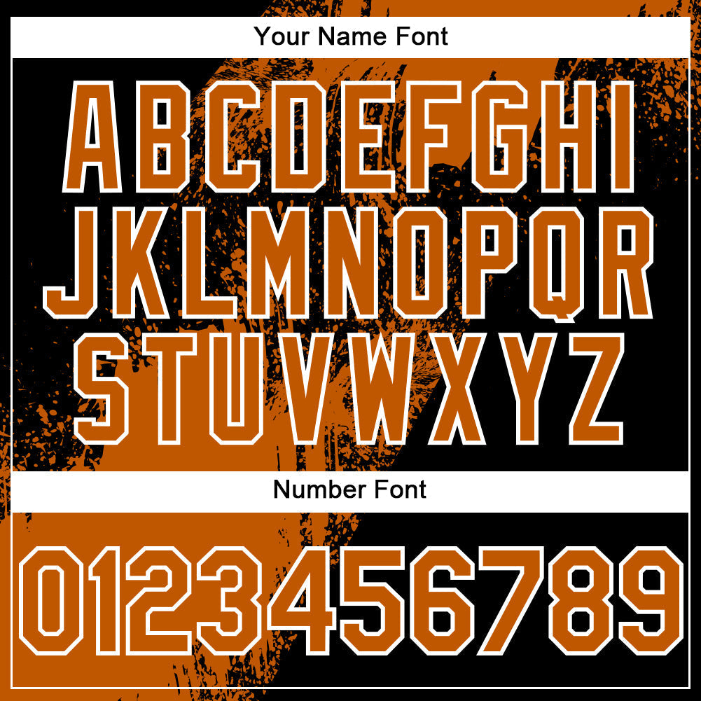 Custom Texas Orange Black-White 3D Pattern Design Abstract Brush Stroke Authentic Baseball Jersey baseball jersey product view 5
