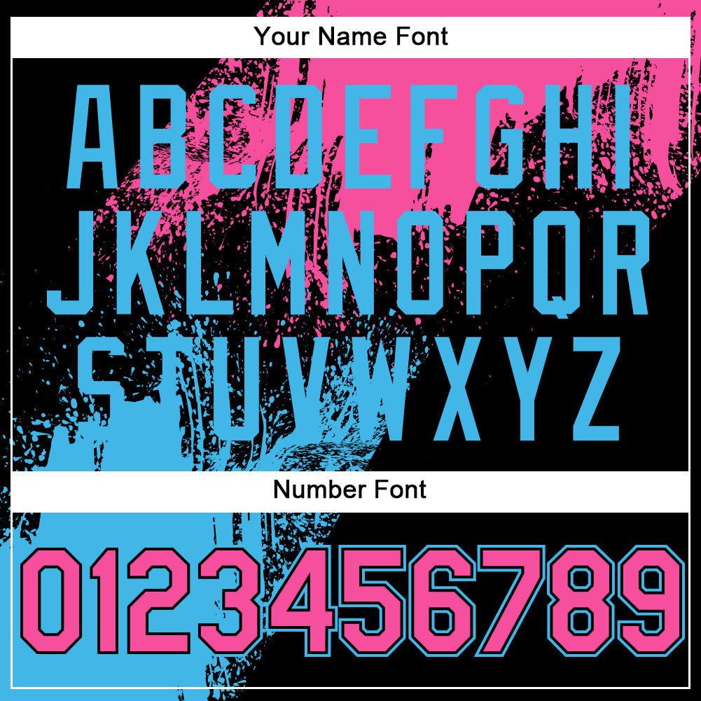 Custom Pink Black-Sky Blue 3D Pattern Design Abstract Brush Stroke Authentic Baseball Jersey baseball jersey product view 5