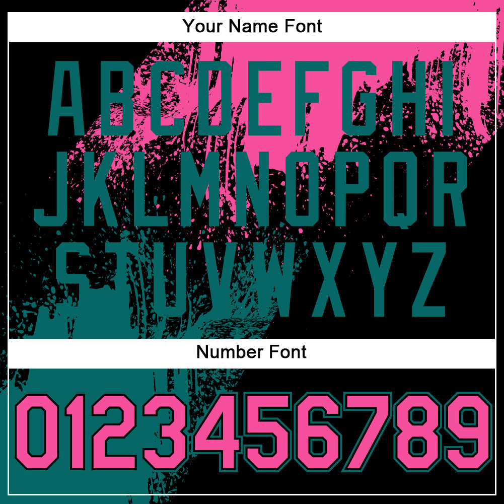 Custom Pink Black-Teal 3D Pattern Design Abstract Brush Stroke Authentic Baseball Jersey baseball jersey product view 5