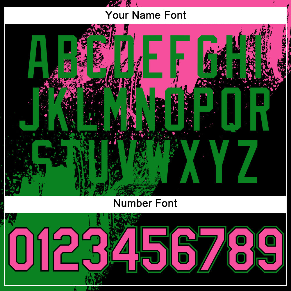 Custom Pink Black-Grass Green 3D Pattern Design Abstract Brush Stroke Authentic Baseball Jersey baseball jersey product view 5