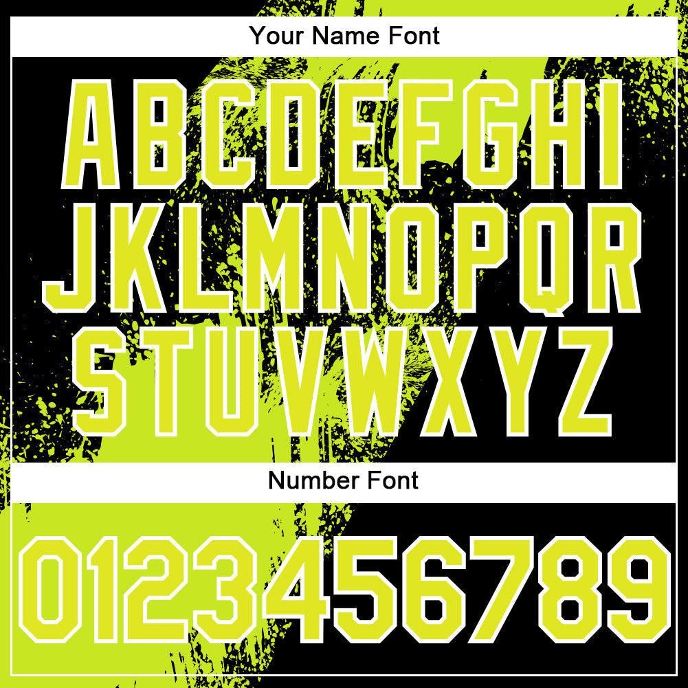 Custom Neon Yellow Black-White 3D Pattern Design Abstract Brush Stroke Authentic Baseball Jersey baseball jersey product view 5