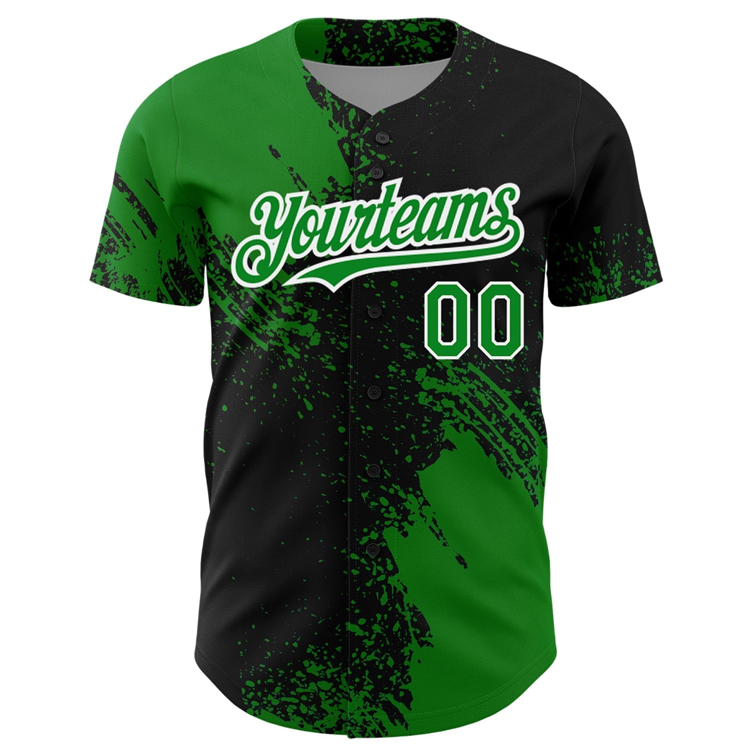 Custom Grass Green Black-White 3D Pattern Design Abstract Brush Stroke Authentic Baseball Jersey baseball jersey product view 2