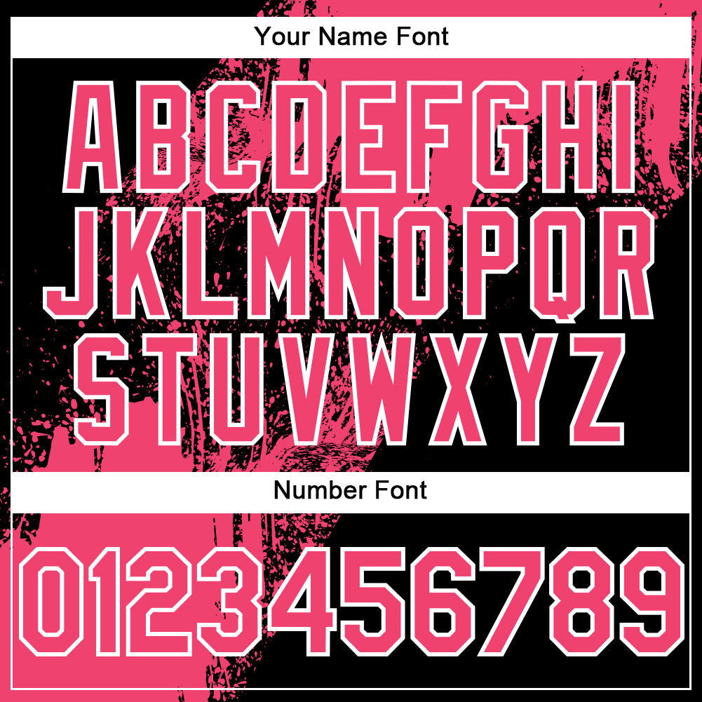 Custom Neon Pink Black-White 3D Pattern Design Abstract Brush Stroke Authentic Baseball Jersey baseball jersey product view 5