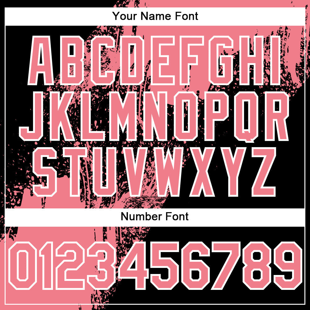 Custom Medium Pink Black-White 3D Pattern Design Abstract Brush Stroke Authentic Baseball Jersey baseball jersey product view 5