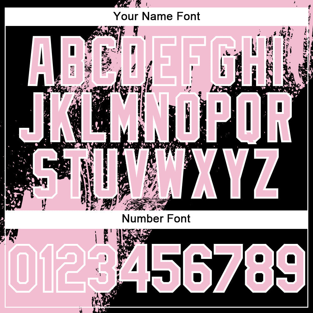 Custom Light Pink Black-White 3D Pattern Design Abstract Brush Stroke Authentic Baseball Jersey baseball jersey product view 5