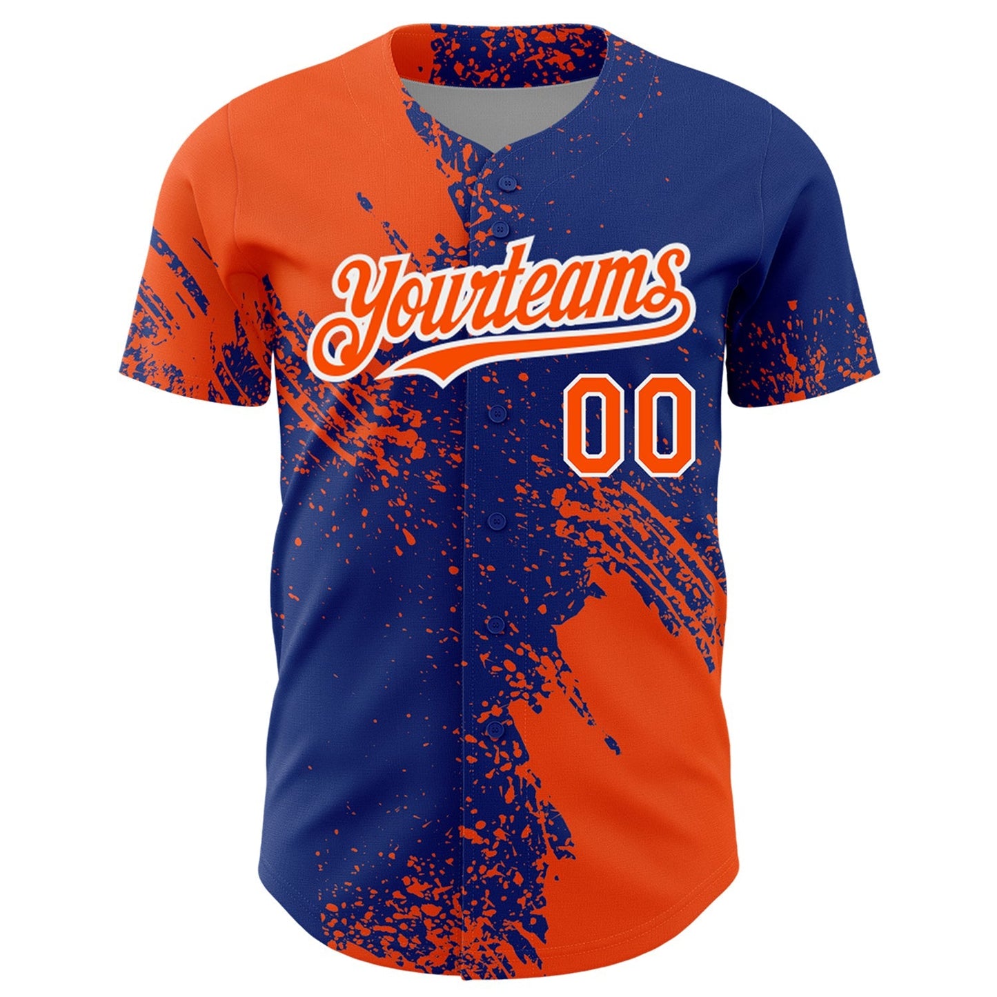 Custom Orange Royal-White 3D Pattern Design Abstract Brush Stroke Authentic Baseball Jersey baseball jersey product view 2
