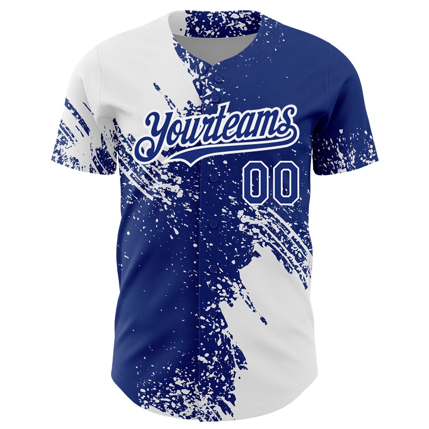 Custom White Royal 3D Pattern Design Abstract Brush Stroke Authentic Baseball Jersey baseball jersey product view 2