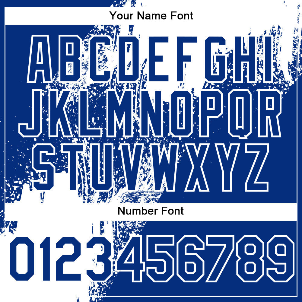 Custom White Royal 3D Pattern Design Abstract Brush Stroke Authentic Baseball Jersey baseball jersey product view 5