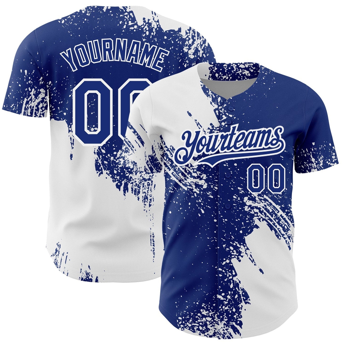 Custom White Royal 3D Pattern Design Abstract Brush Stroke Authentic Baseball Jersey baseball jersey product view 1