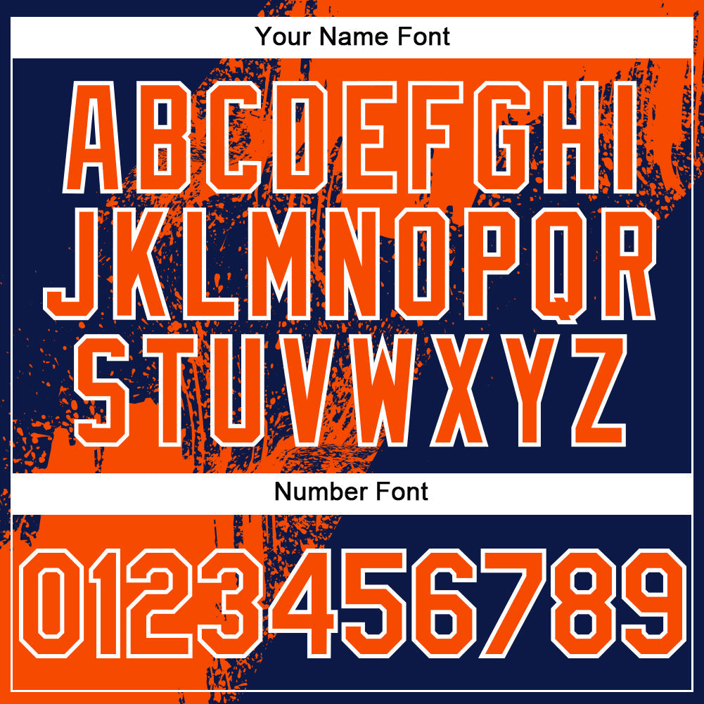 Custom Orange Navy-White 3D Pattern Design Abstract Brush Stroke Authentic Baseball Jersey baseball jersey product view 5