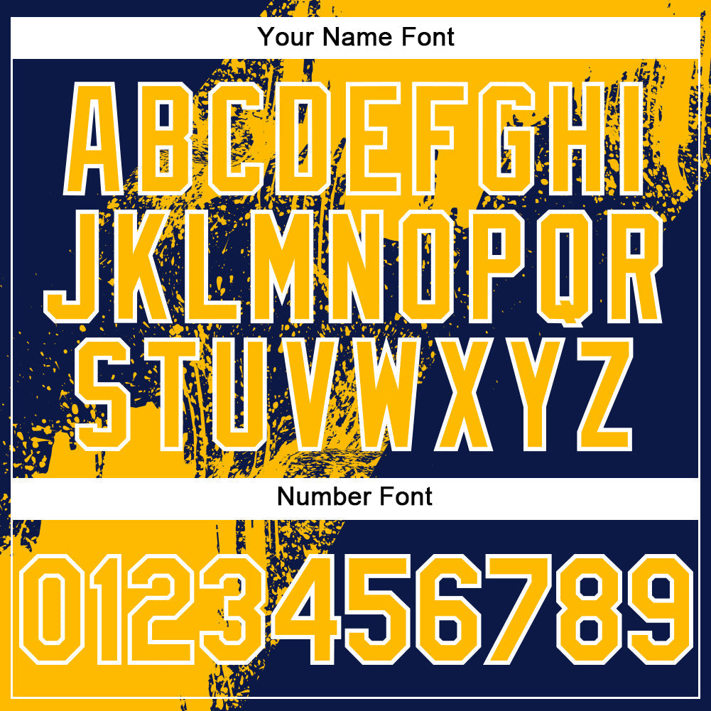 Custom Gold Navy-White 3D Pattern Design Abstract Brush Stroke Authentic Baseball Jersey baseball jersey product view 5
