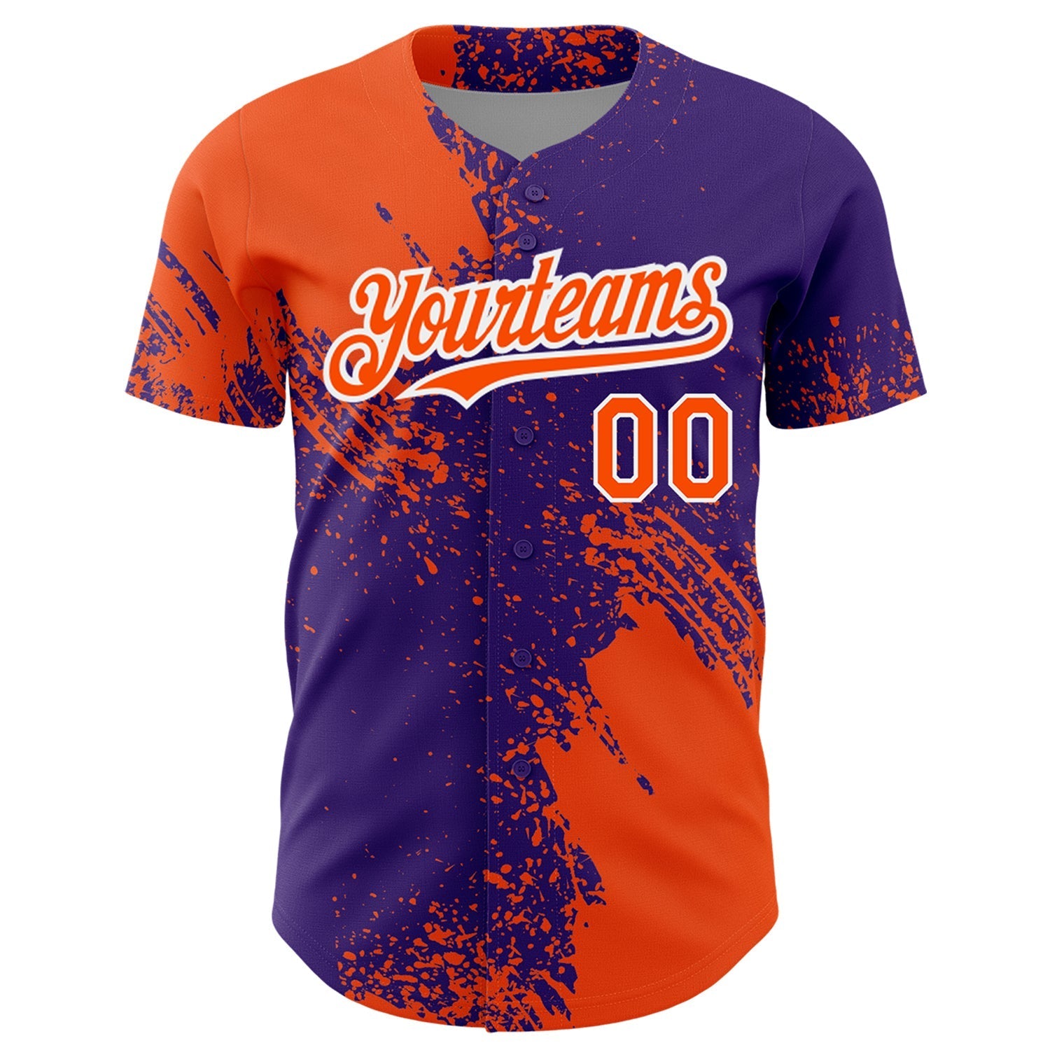 Custom Orange Purple-White 3D Pattern Design Abstract Brush Stroke Authentic Baseball Jersey baseball jersey product view 2