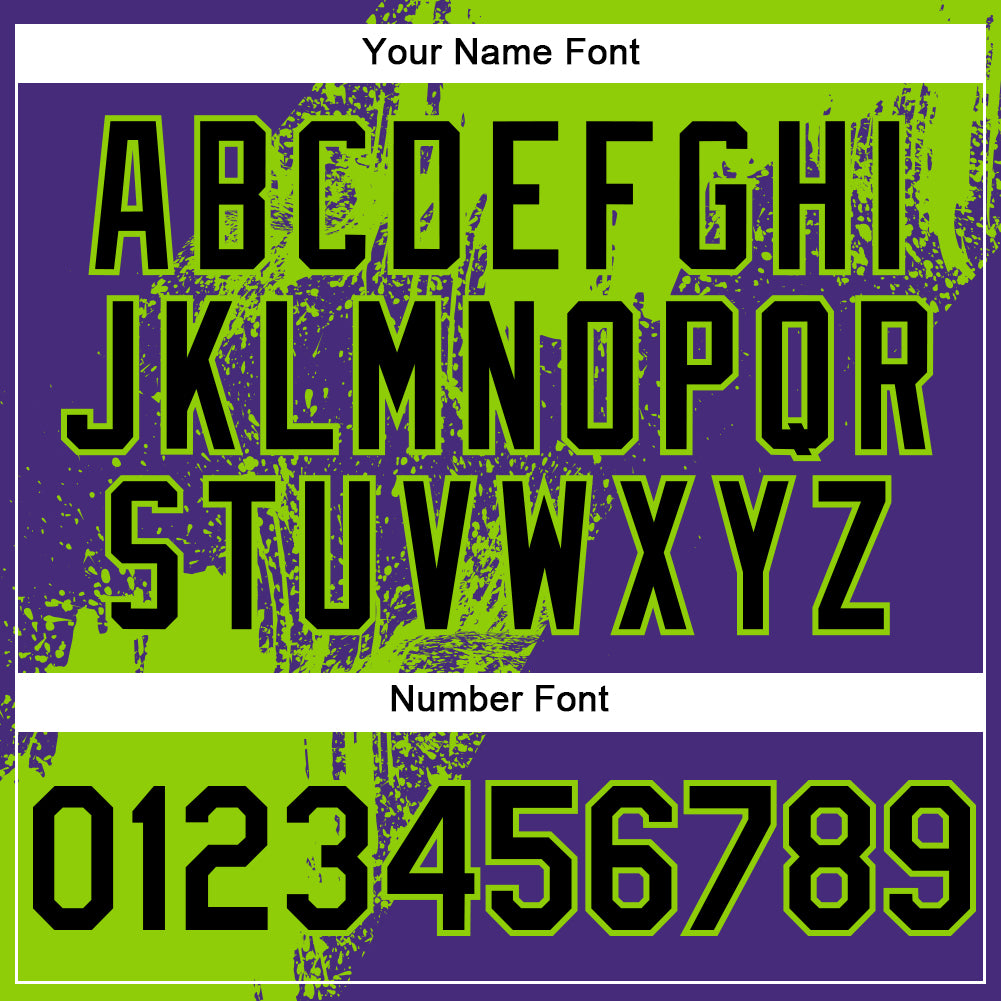 Custom Neon Green Black-Purple 3D Pattern Design Abstract Brush Stroke Authentic Baseball Jersey baseball jersey product view 5